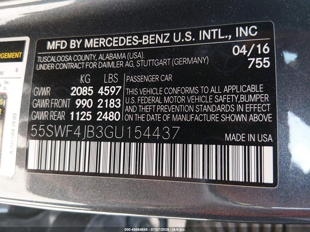55SWF4JB3GU154437 2016 MERCEDES-BENZ C 300 photo no. 9