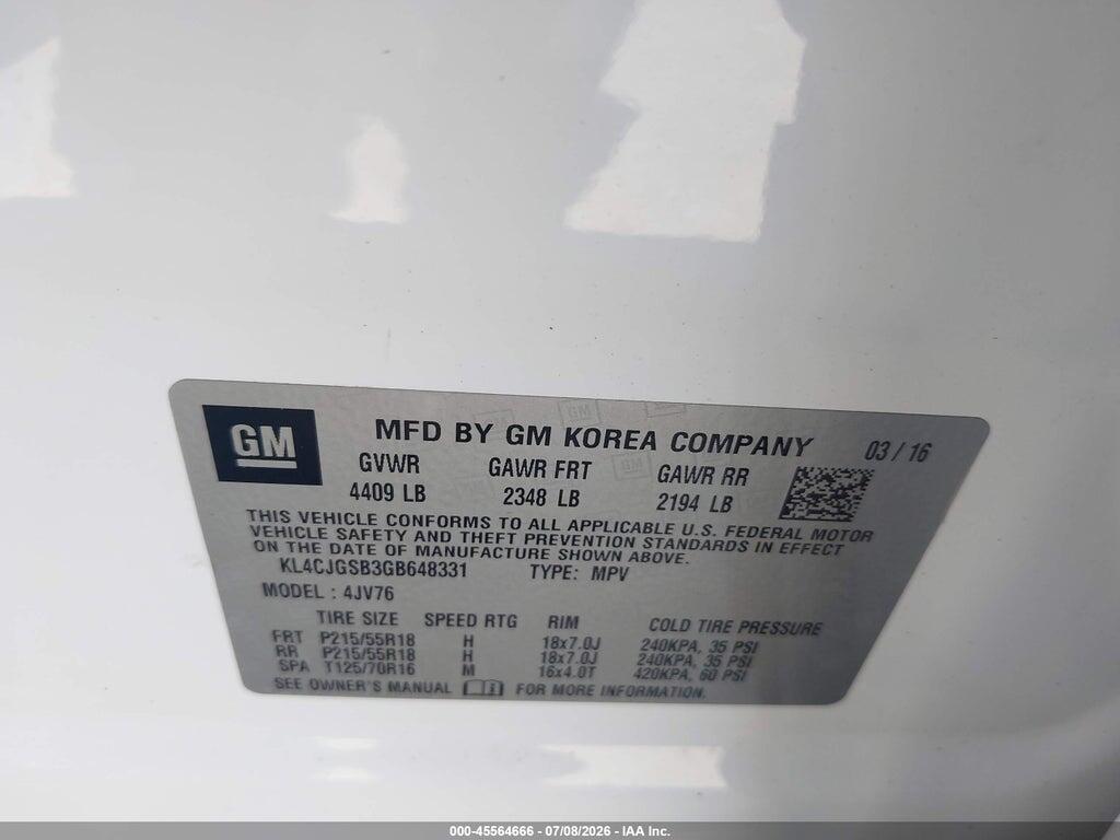 KL4CJGSB3GB648331 2016 BUICK ENCORE photo no. 9