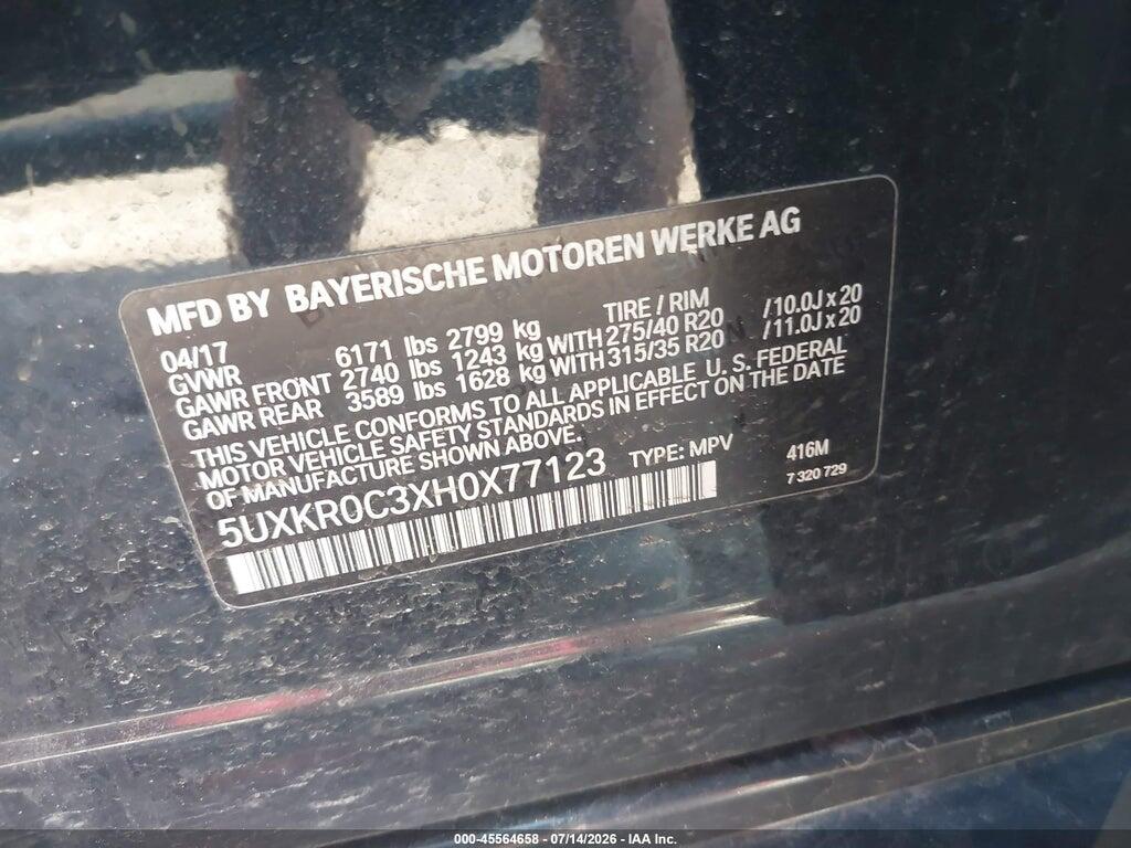 5UXKR0C3XH0X77123 2017 BMW X5 photo no. 9