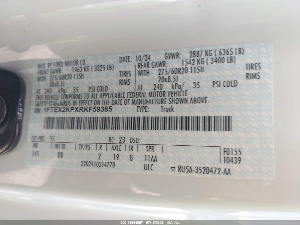 1FTEX2KPXRKF59385 2024 FORD F-150 photo no. 9