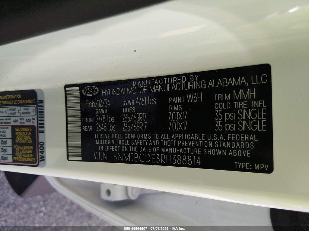 5NMJBCDE3RH388814 2024 HYUNDAI TUCSON photo no. 9