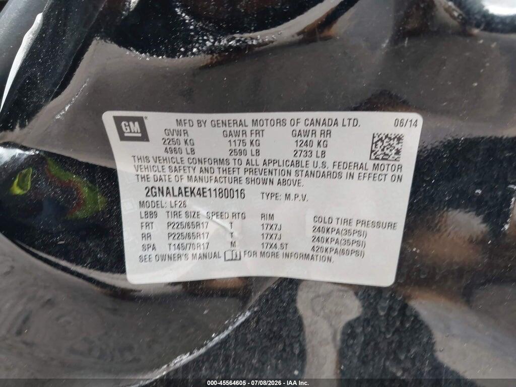 2GNALAEK4E1180016 2014 CHEVROLET EQUINOX photo no. 9