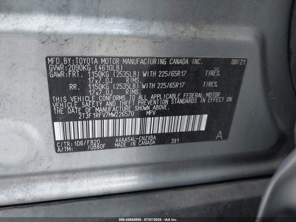 2T3F1RFV7MW226570 2021 TOYOTA RAV4 photo no. 9