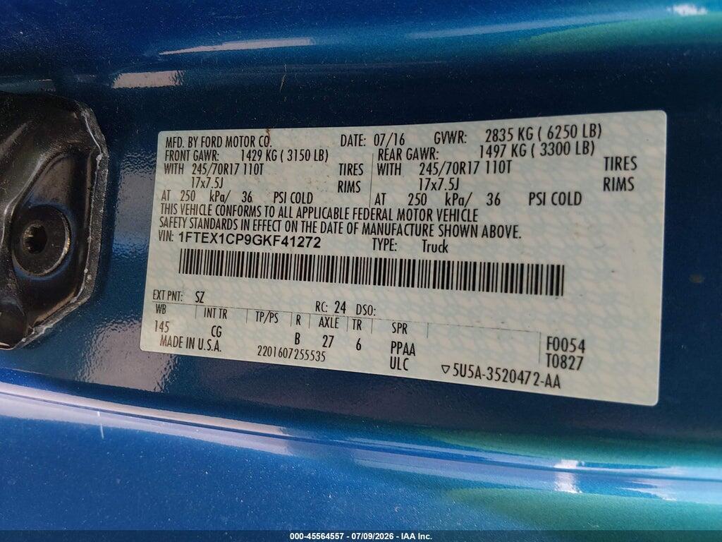 1FTEX1CP9GKF41272 2016 FORD F-150 photo no. 9