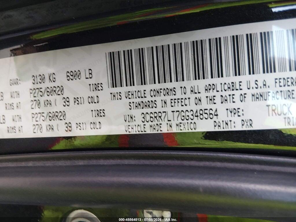 3C6RR7LT7GG348564 2016 RAM 1500 photo no. 9