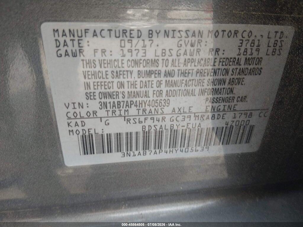 3N1AB7AP4HY405639 2017 NISSAN SENTRA photo no. 9