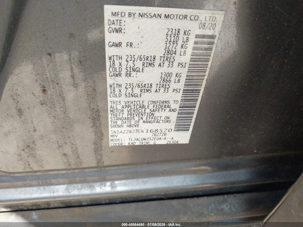 5N1AZ2BJ3LN168570 2020 NISSAN MURANO photo no. 9