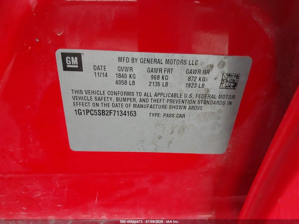 1G1PC5SB2F7134163 2015 CHEVROLET CRUZE photo no. 9