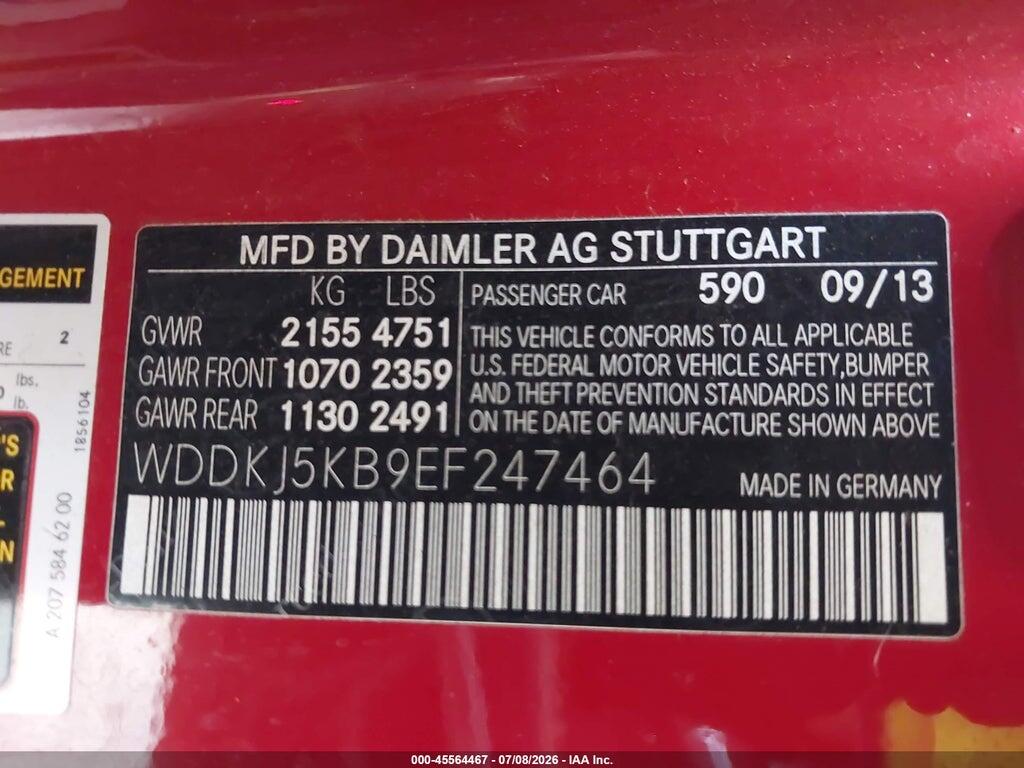 WDDKJ5KB9EF247464 2014 MERCEDES-BENZ E 350 photo no. 9
