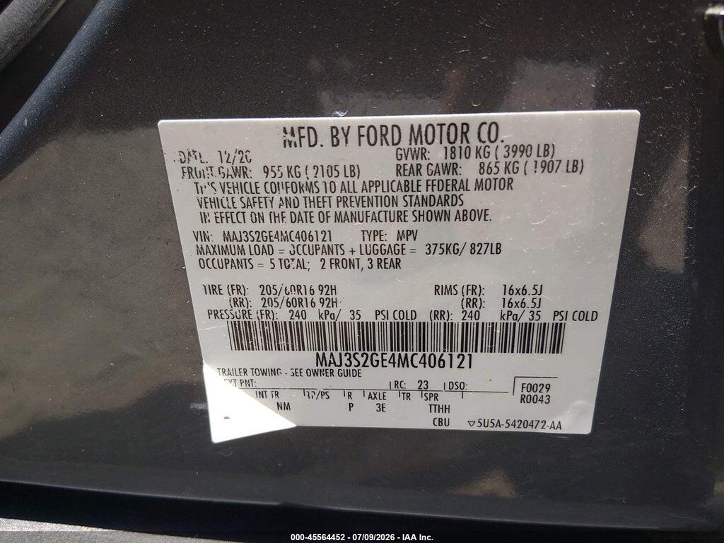 MAJ3S2GE4MC406121 2021 FORD ECOSPORT photo no. 9