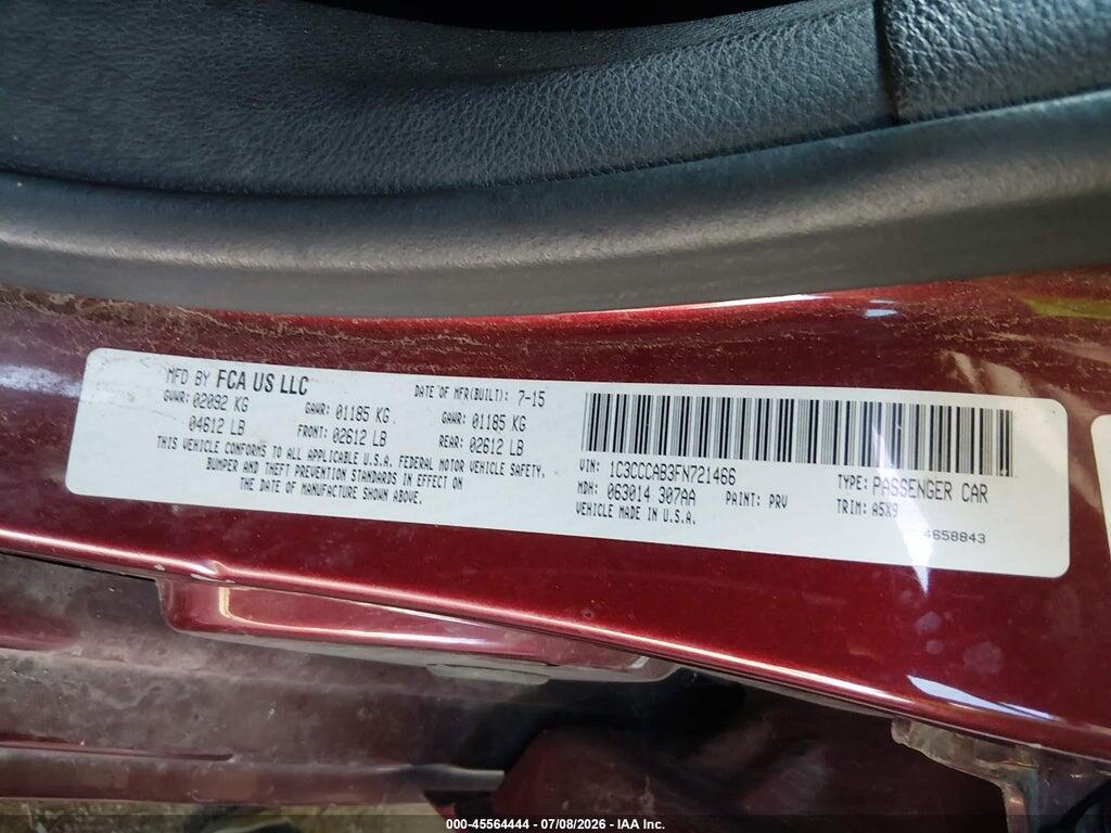1C3CCCAB3FN721466 2015 CHRYSLER 200 photo no. 9