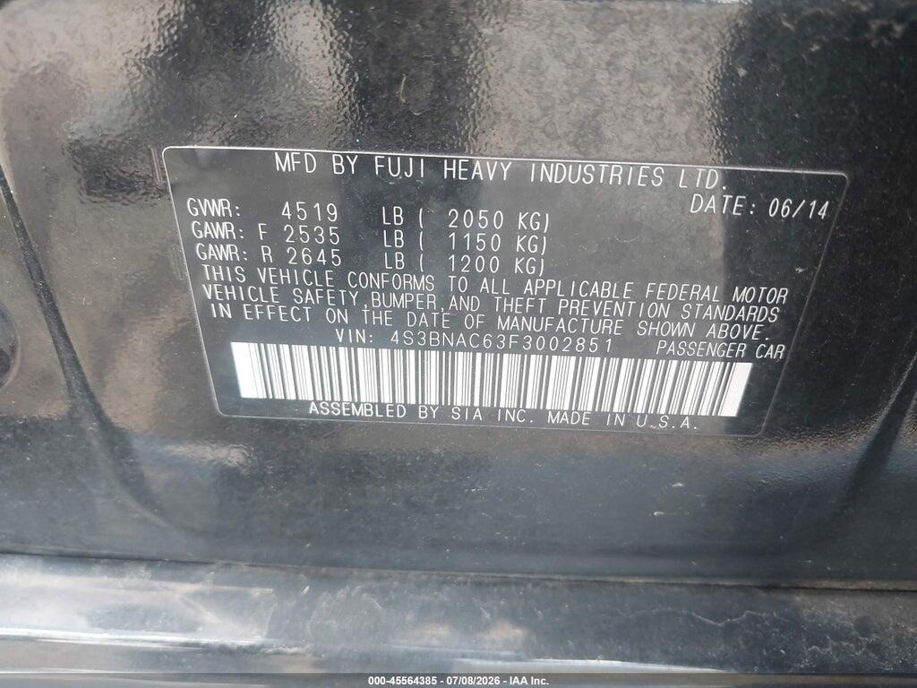 4S3BNAC63F3002851 2015 SUBARU LEGACY photo no. 9