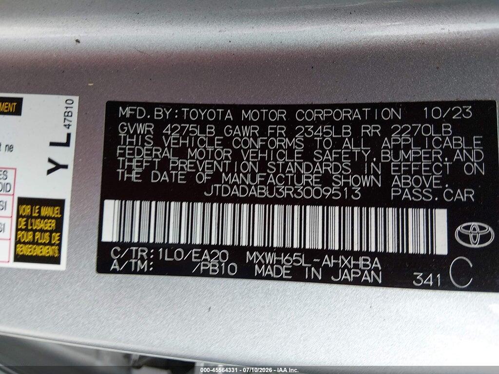 JTDADABU3R3009513 2024 TOYOTA PRIUS photo no. 9