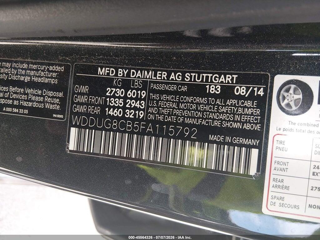 WDDUG8CB5FA115792 2015 MERCEDES-BENZ S 550 photo no. 9