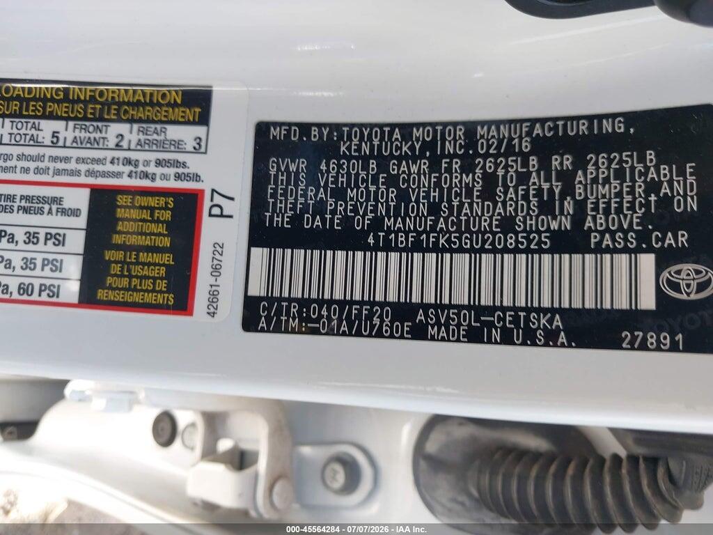 4T1BF1FK5GU208525 2016 TOYOTA CAMRY photo no. 9