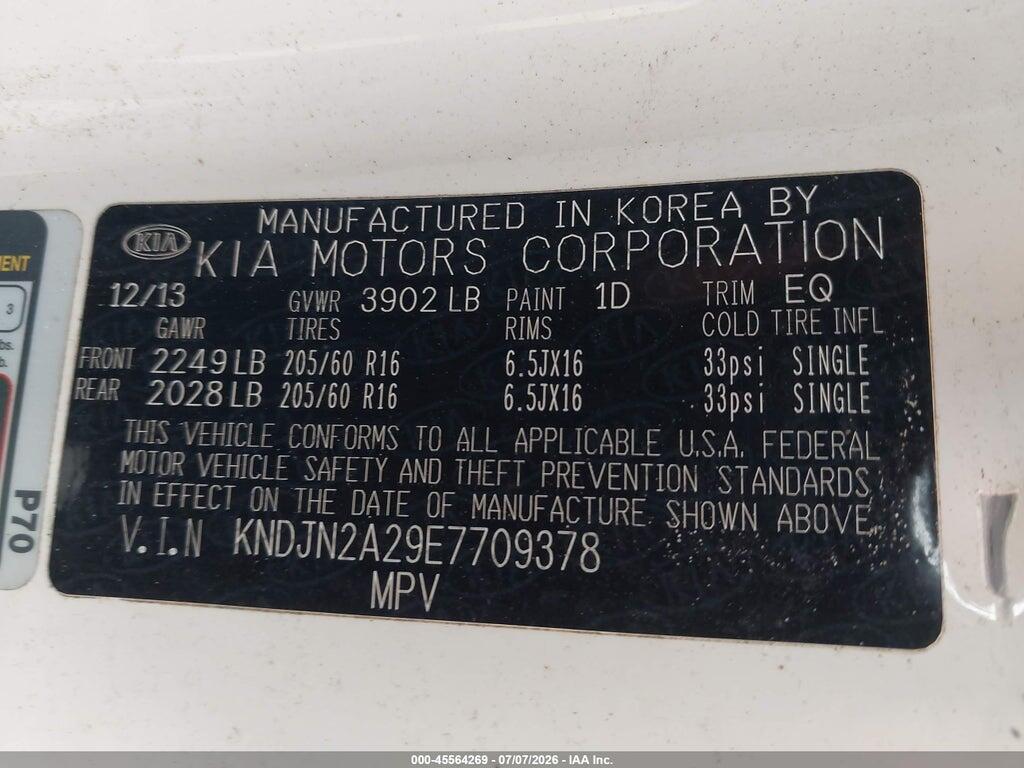 KNDJN2A29E7709378 2014 KIA SOUL photo no. 9