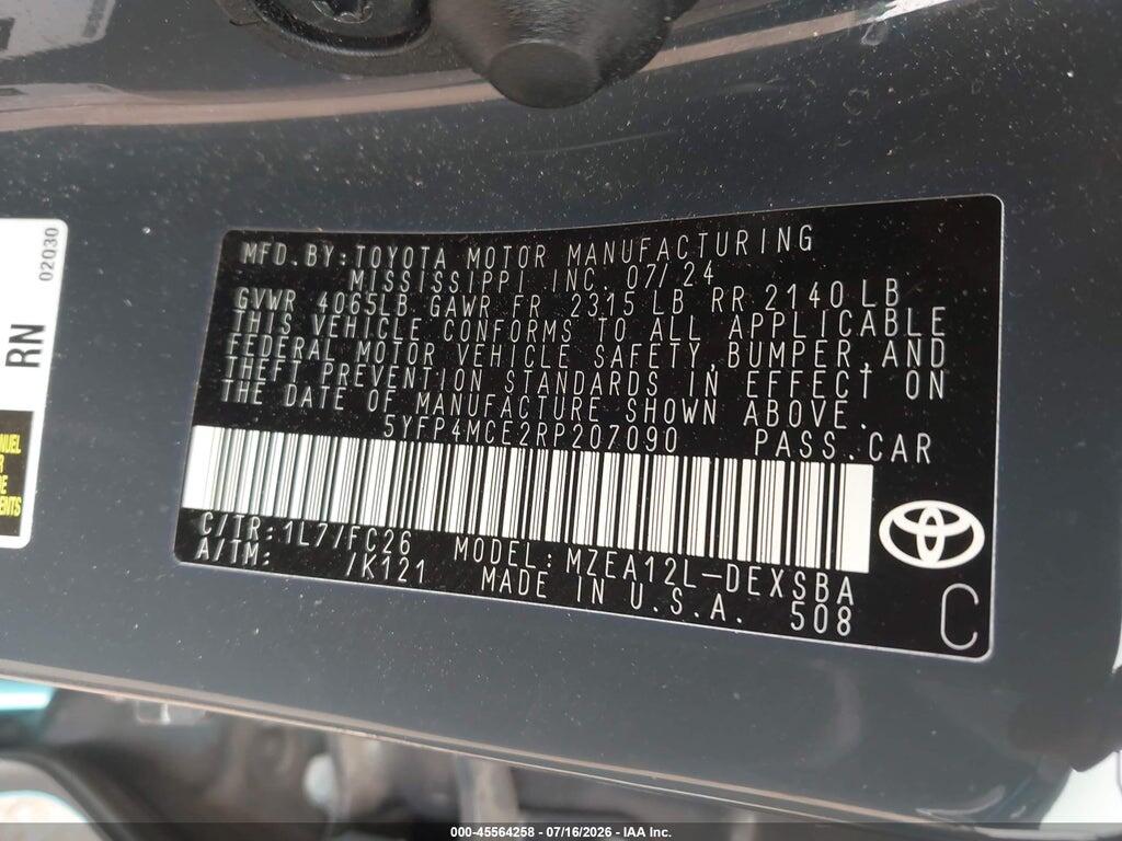 5YFP4MCE2RP207090 2024 TOYOTA COROLLA photo no. 9