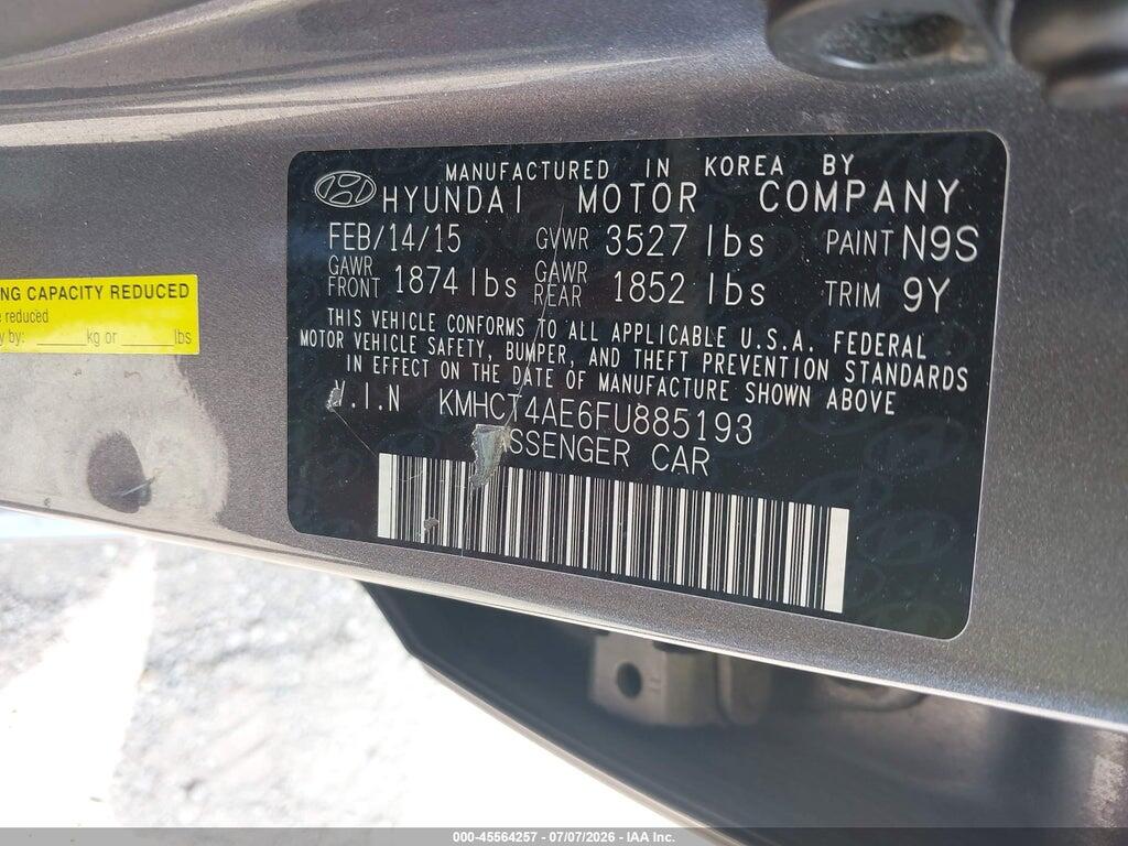 KMHCT4AE6FU885193 2015 HYUNDAI ACCENT photo no. 9