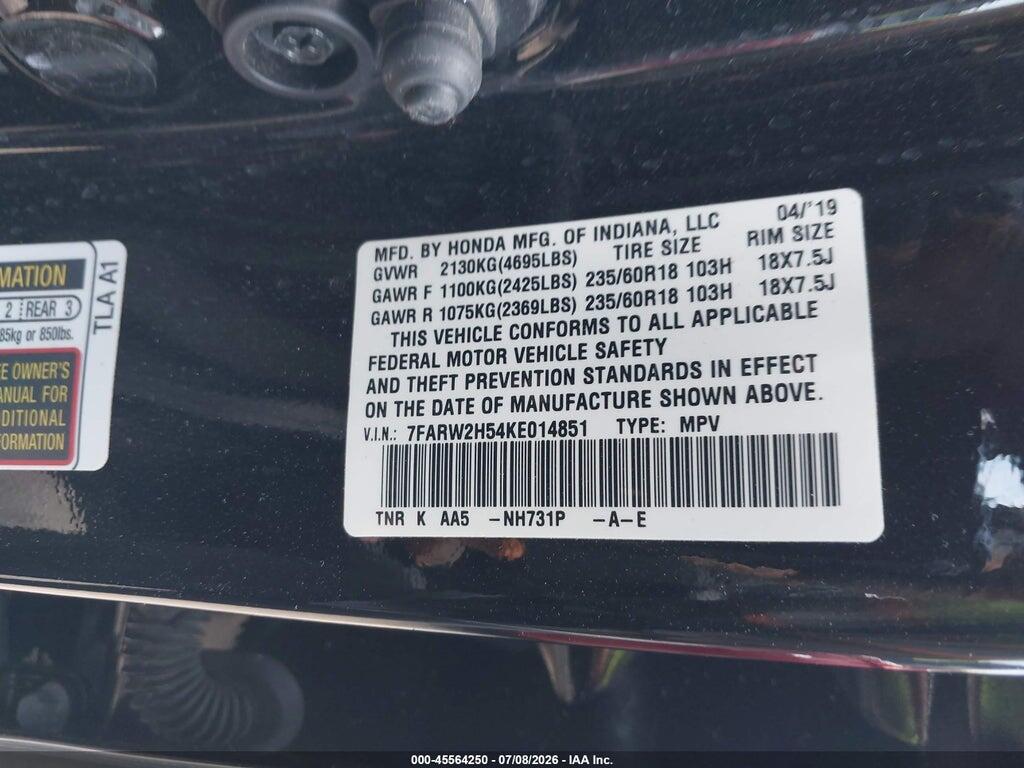 7FARW2H54KE014851 2019 HONDA CR-V photo no. 9