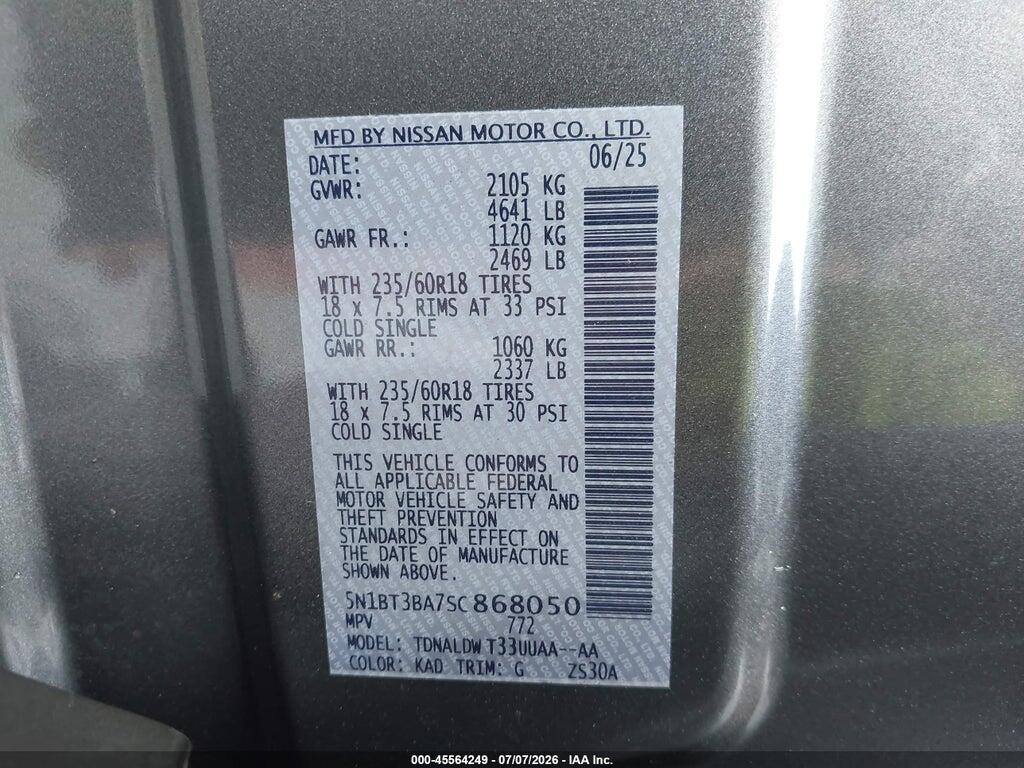 5N1BT3BA7SC868050 2025 NISSAN ROGUE photo no. 9