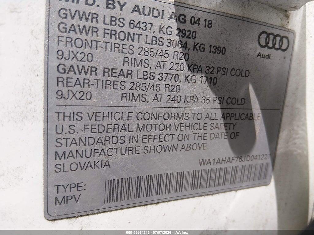 WA1AHAF76JD041227 2018 AUDI Q7 photo no. 9