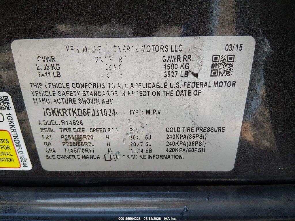 1GKKRTKD6FJ318244 2015 GMC ACADIA photo no. 9