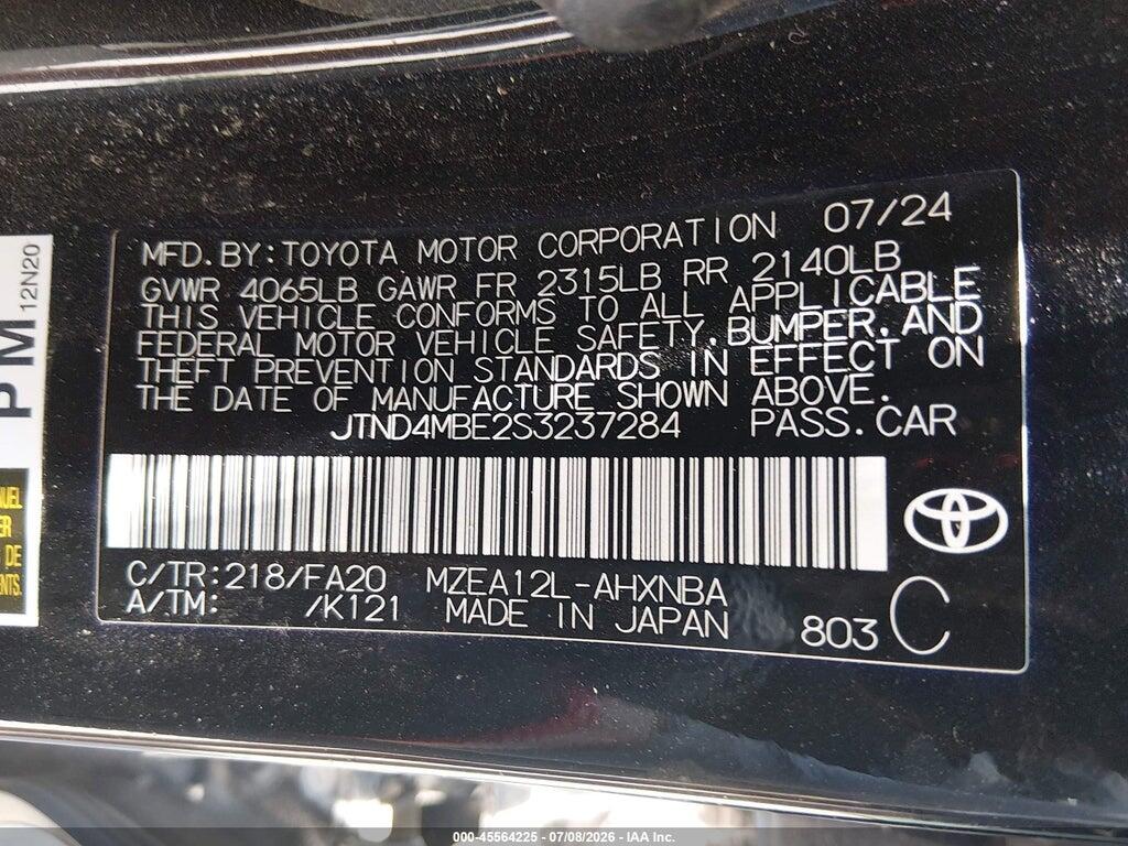 JTND4MBE2S3237284 2025 TOYOTA COROLLA photo no. 9