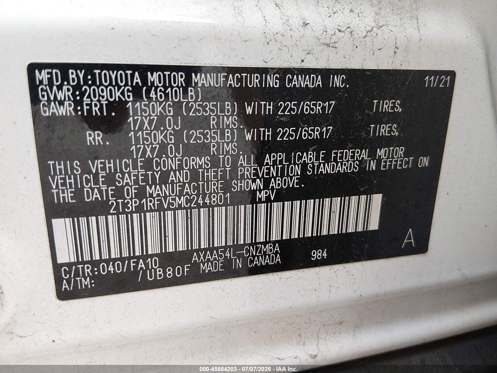 2T3P1RFV5MC244801 2021 TOYOTA RAV4 photo no. 9