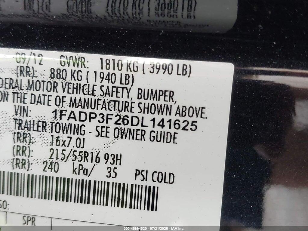 1FADP3F26DL141625 2013 FORD FOCUS photo no. 9