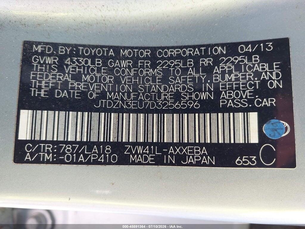 JTDZN3EU7D3256596 2013 TOYOTA PRIUS V photo no. 9