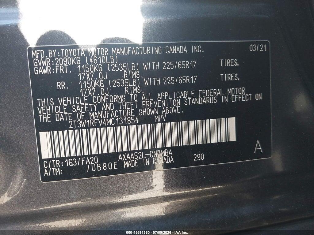 2T3W1RFV4MC131854 2021 TOYOTA RAV4 photo no. 9
