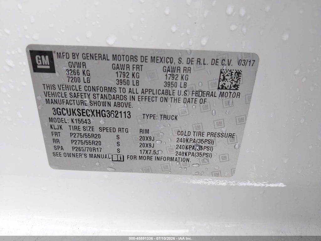 3GCUKSECXHG362113 2017 CHEVROLET SILVERADO 1500 photo no. 9