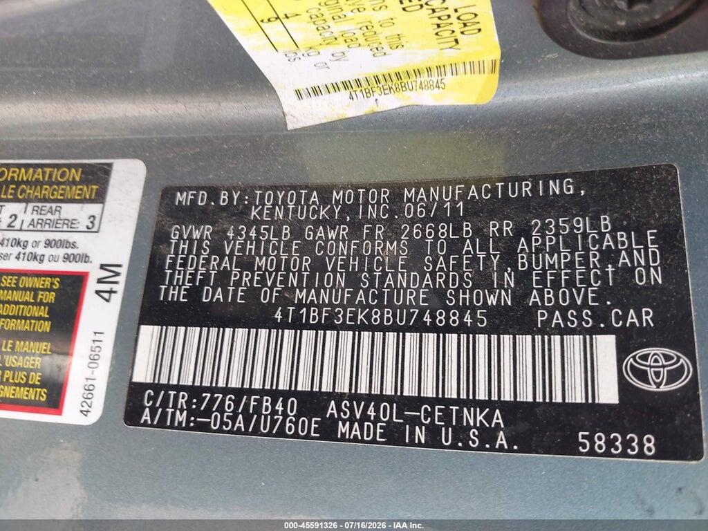 4T1BF3EK8BU748845 2011 TOYOTA CAMRY photo no. 9