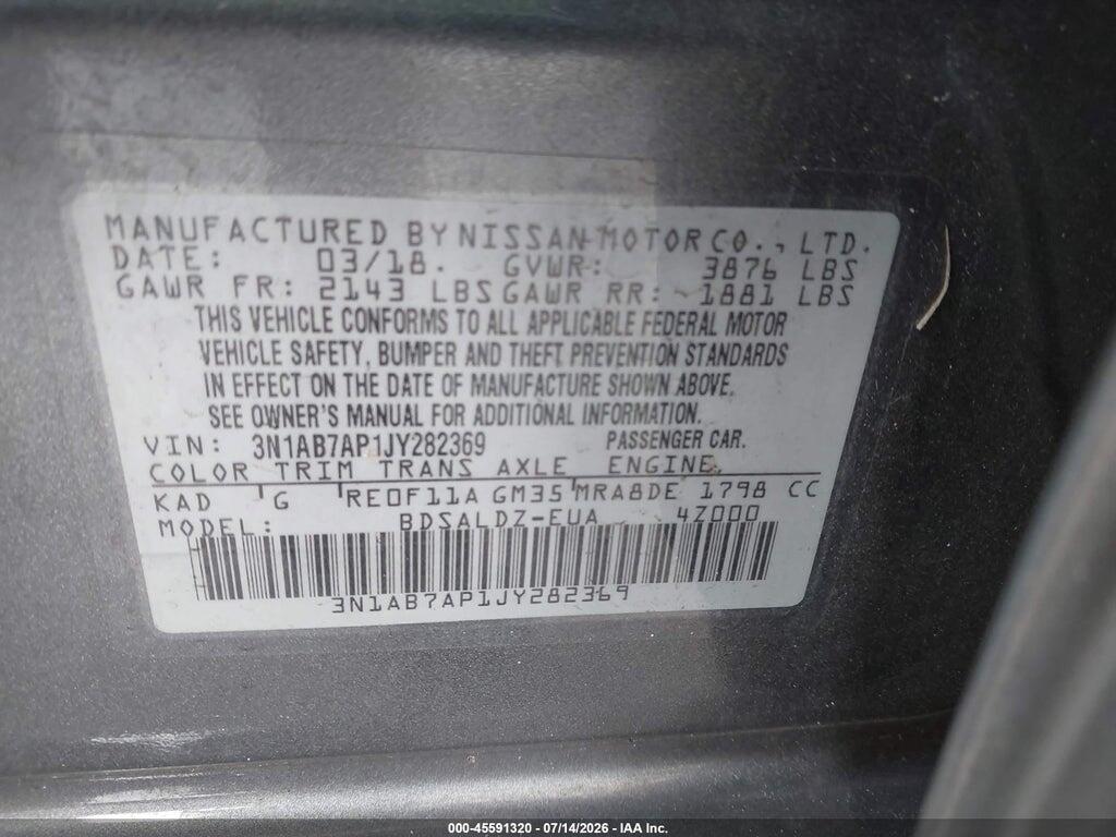 3N1AB7AP1JY282369 2018 NISSAN SENTRA photo no. 9
