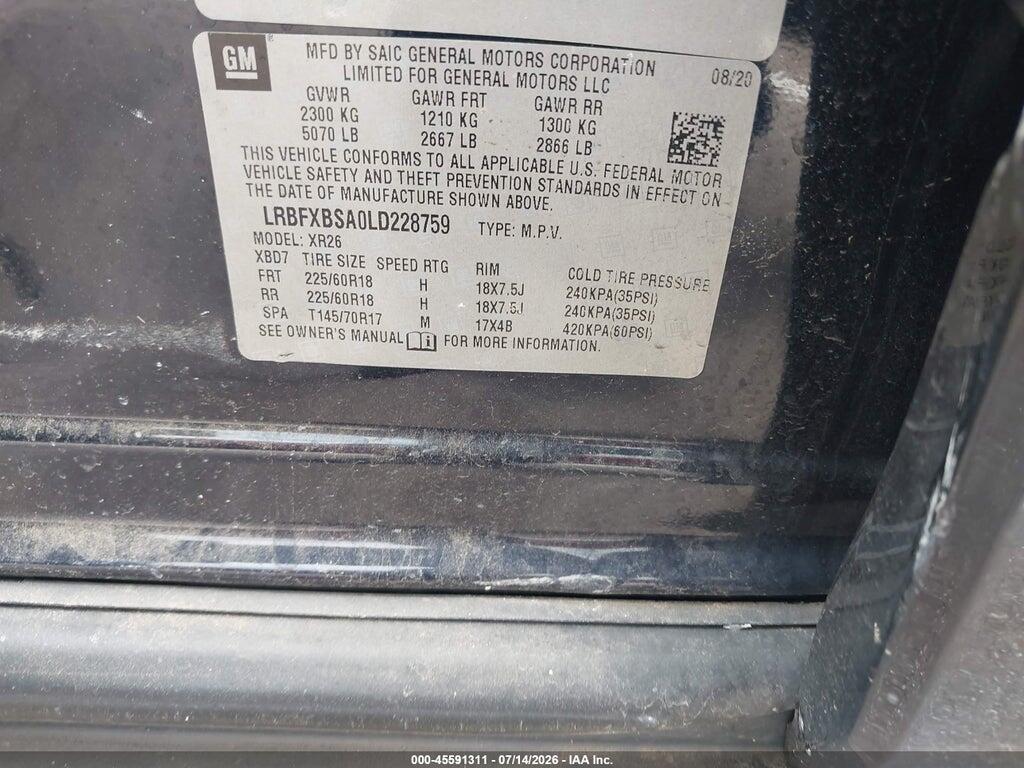 LRBFXBSA0LD228759 2020 BUICK ENVISION photo no. 9