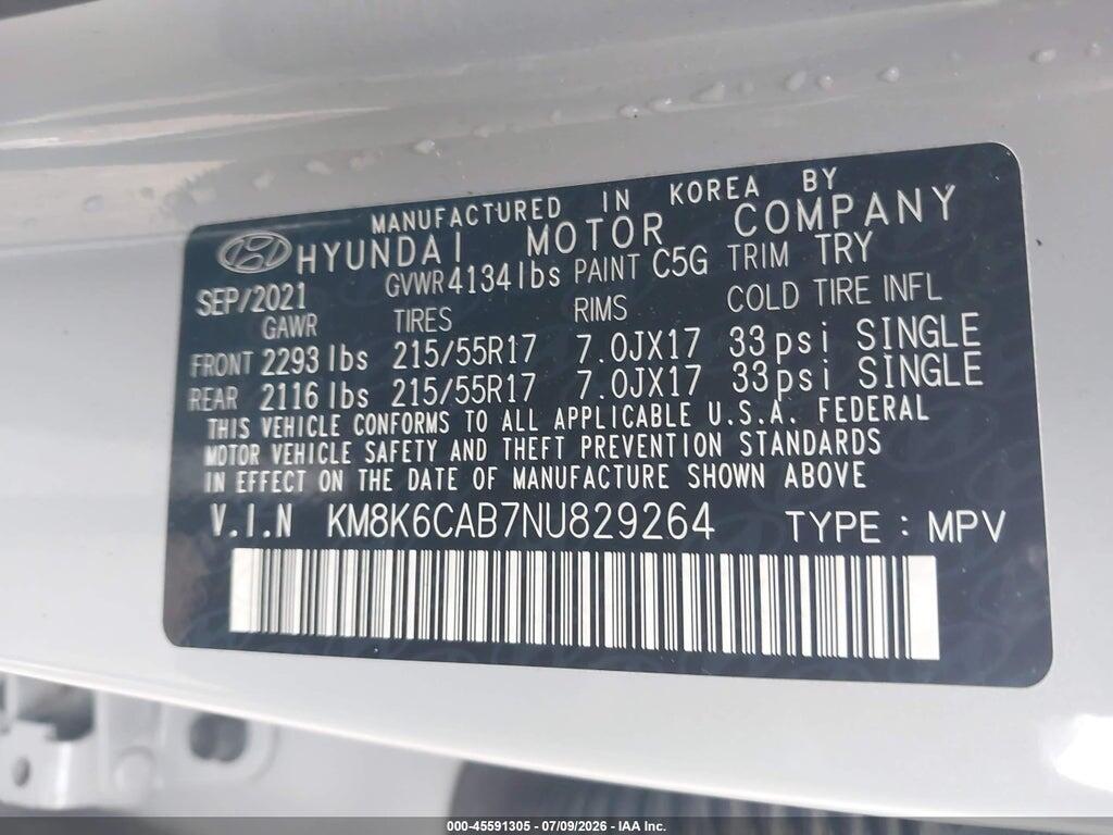 KM8K6CAB7NU829264 2022 HYUNDAI KONA photo no. 9