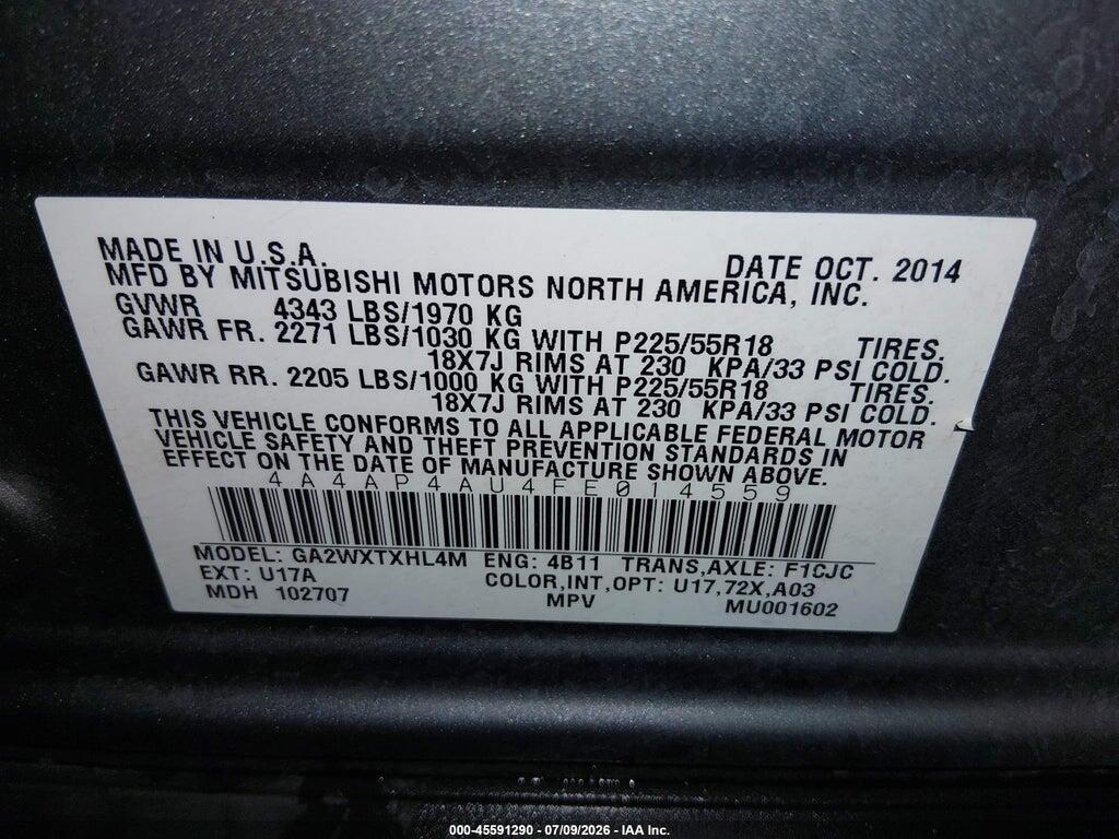 4A4AP4AU4FE014559 2015 MITSUBISHI OUTLANDER SPORT photo no. 9