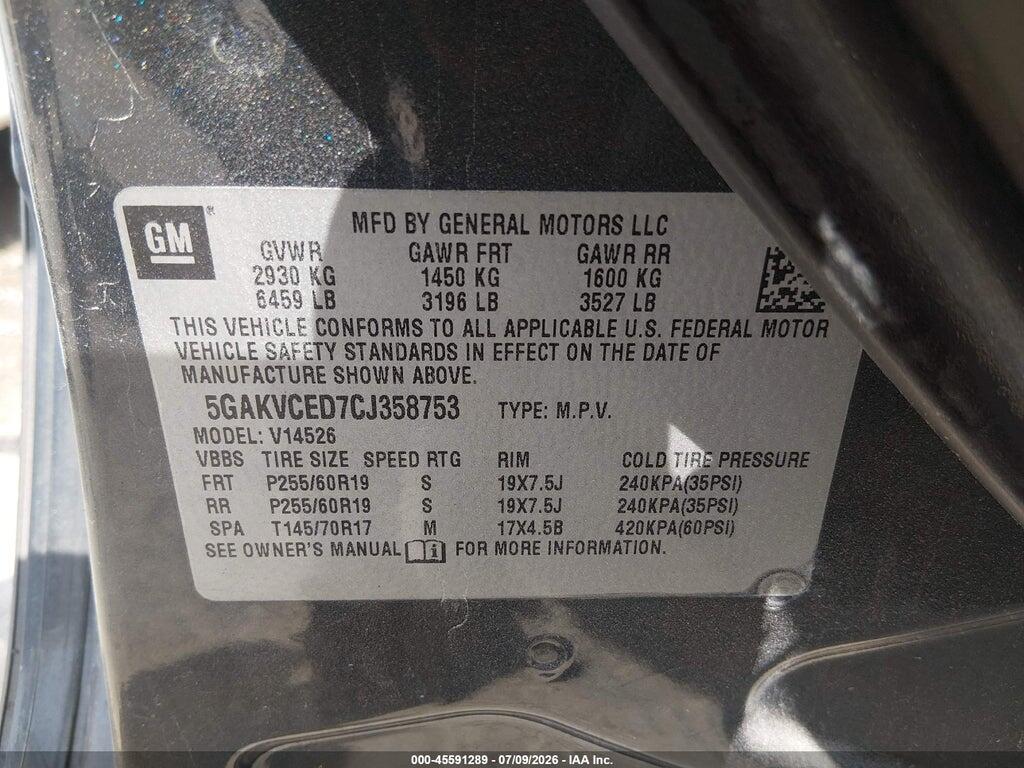 5GAKVCED7CJ358753 2012 BUICK ENCLAVE photo no. 9