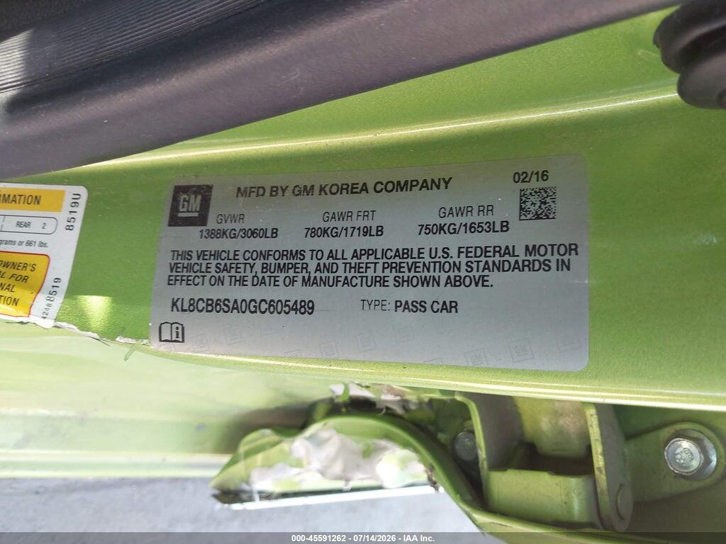 KL8CB6SA0GC605489 2016 CHEVROLET SPARK photo no. 9