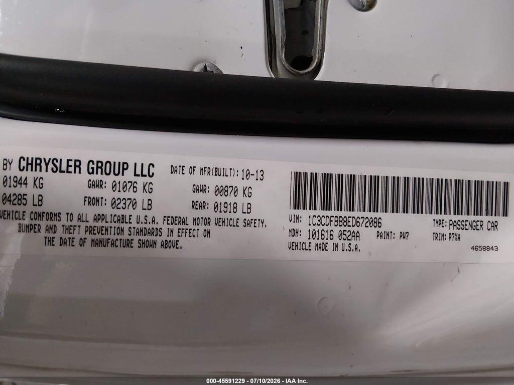1C3CDFBB8ED672086 2014 DODGE DART photo no. 9