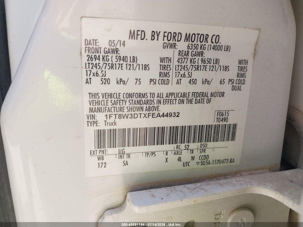 1FT8W3DTXFEA44932 2015 FORD F-350 photo no. 8