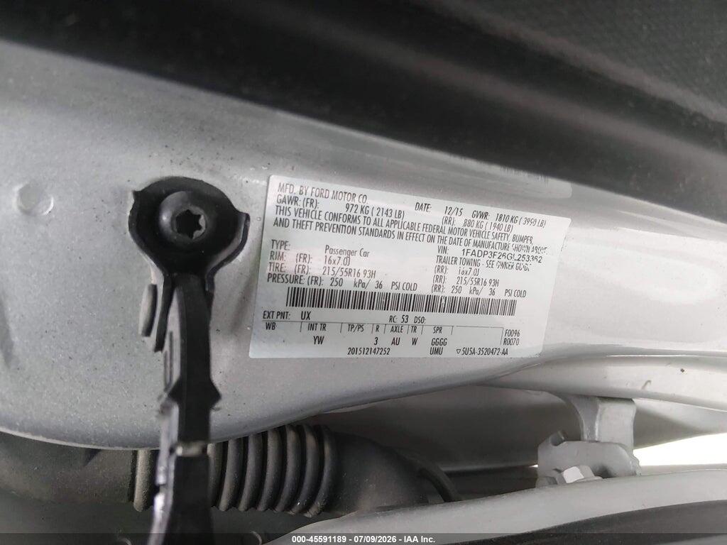 1FADP3F26GL253362 2016 FORD FOCUS photo no. 9