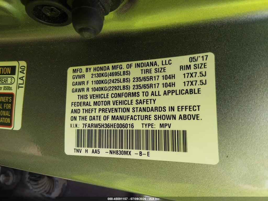 7FARW5H36HE006016 2017 HONDA CR-V photo no. 9