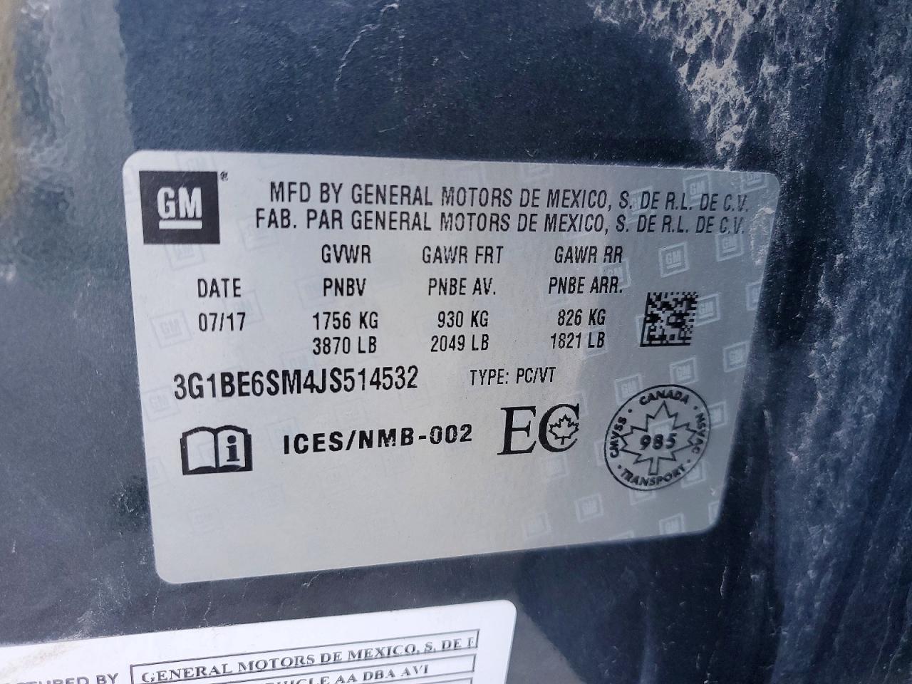 3G1BE6SM4JS514532 2018 CHEVROLET CRUZE photo no. 12