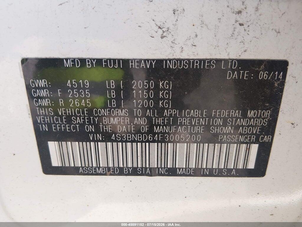 4S3BNBD64F3005200 2015 SUBARU LEGACY photo no. 9