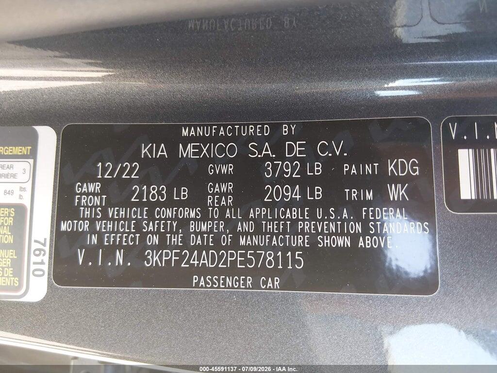 3KPF24AD2PE578115 2023 KIA FORTE photo no. 9
