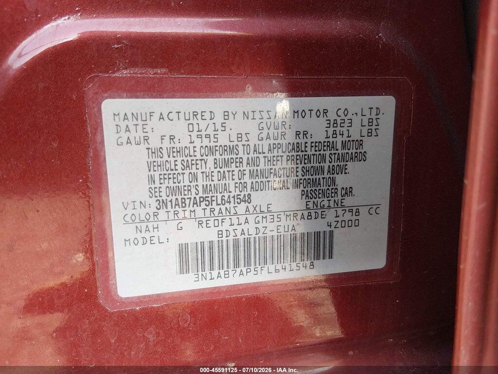 3N1AB7AP5FL641548 2015 NISSAN SENTRA photo no. 9