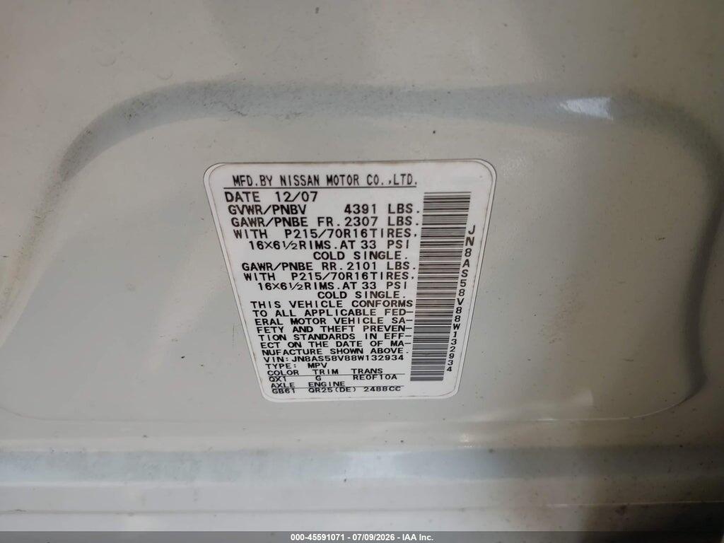 JN8AS58V88W132934 2008 NISSAN ROGUE photo no. 9