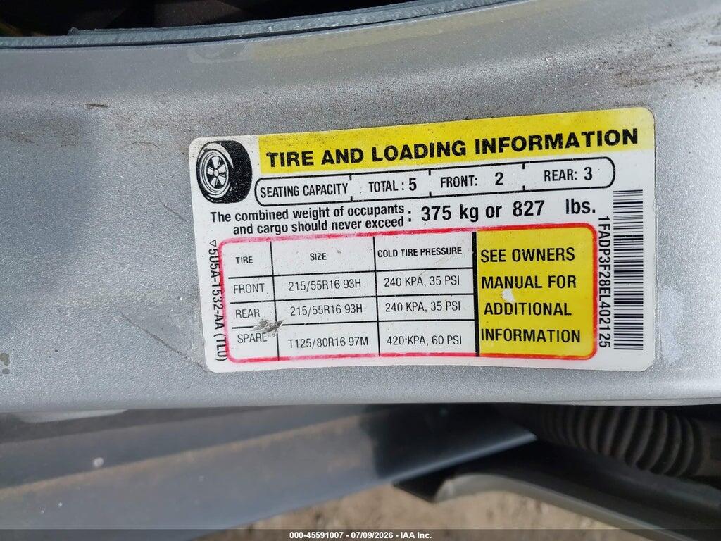 1FADP3F28EL402125 2014 FORD FOCUS photo no. 9