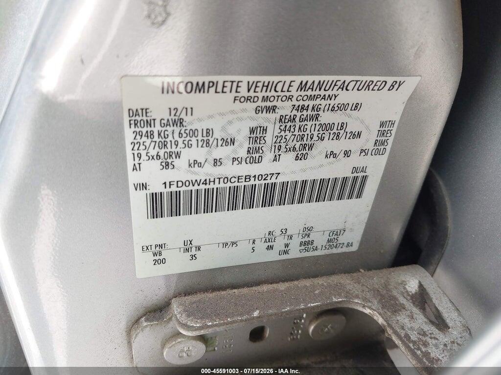 1FD0W4HT0CEB10277 2012 FORD F-450 CHASSIS photo no. 9